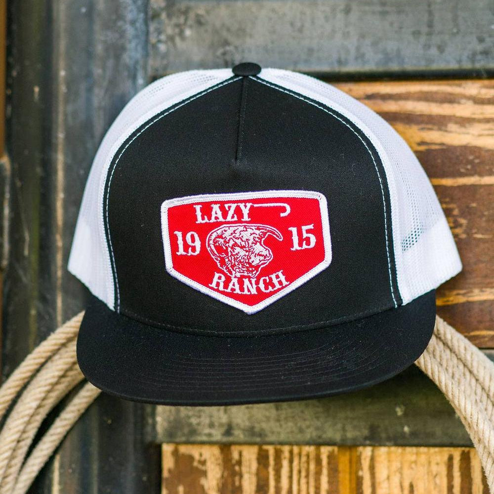 
                  
                    Lazy J Ranch Black & White Red Ranch Classic Five Panel Trucker Hat-Lazy J Ranch Wear
                  
                