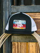Lazy J Ranch Black & White Serape Elevation Classic Five Panel Trucker Hat-