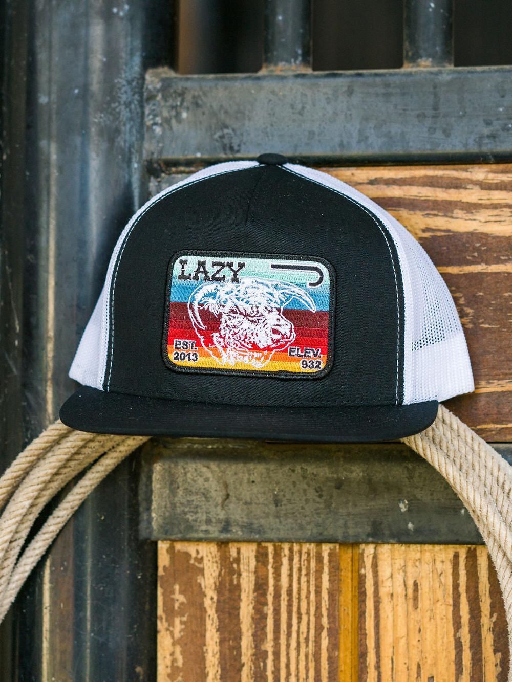 Lazy J Ranch Black & White Serape Elevation Classic Five Panel Trucker Hat-