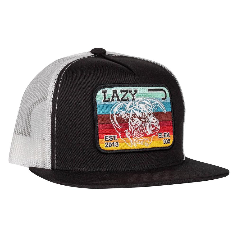 Lazy J Ranch Black & White Serape Elevation Classic Five Panel Trucker Hat-Lazy J Ranch Wear