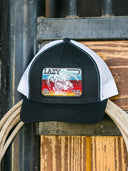 Lazy J Ranch Black & White Serape Elevation Mid Profile Trucker Hat-