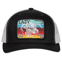 Lazy J Ranch Black & White Serape Elevation Mid Profile Trucker Hat-