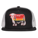 Lazy J Ranch Black & White Sunrise Bull Classic Five Panel Trucker Hat-