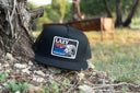 Lazy J Ranch Black & White Sunset Retro Classic Five Panel Trucker Hat-
