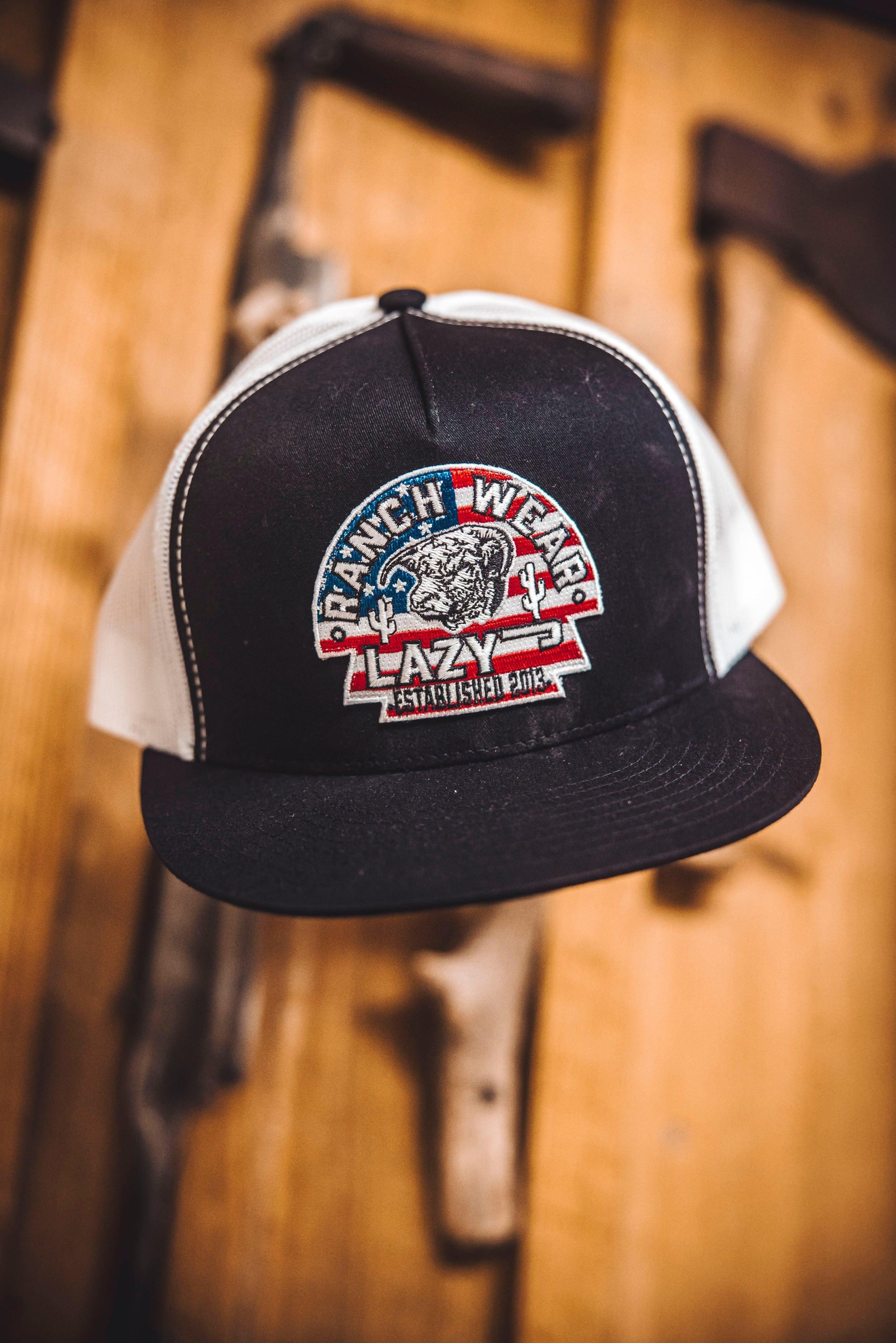 Lazy J Ranch Black & White USA Arrowhead Classic Five Panel