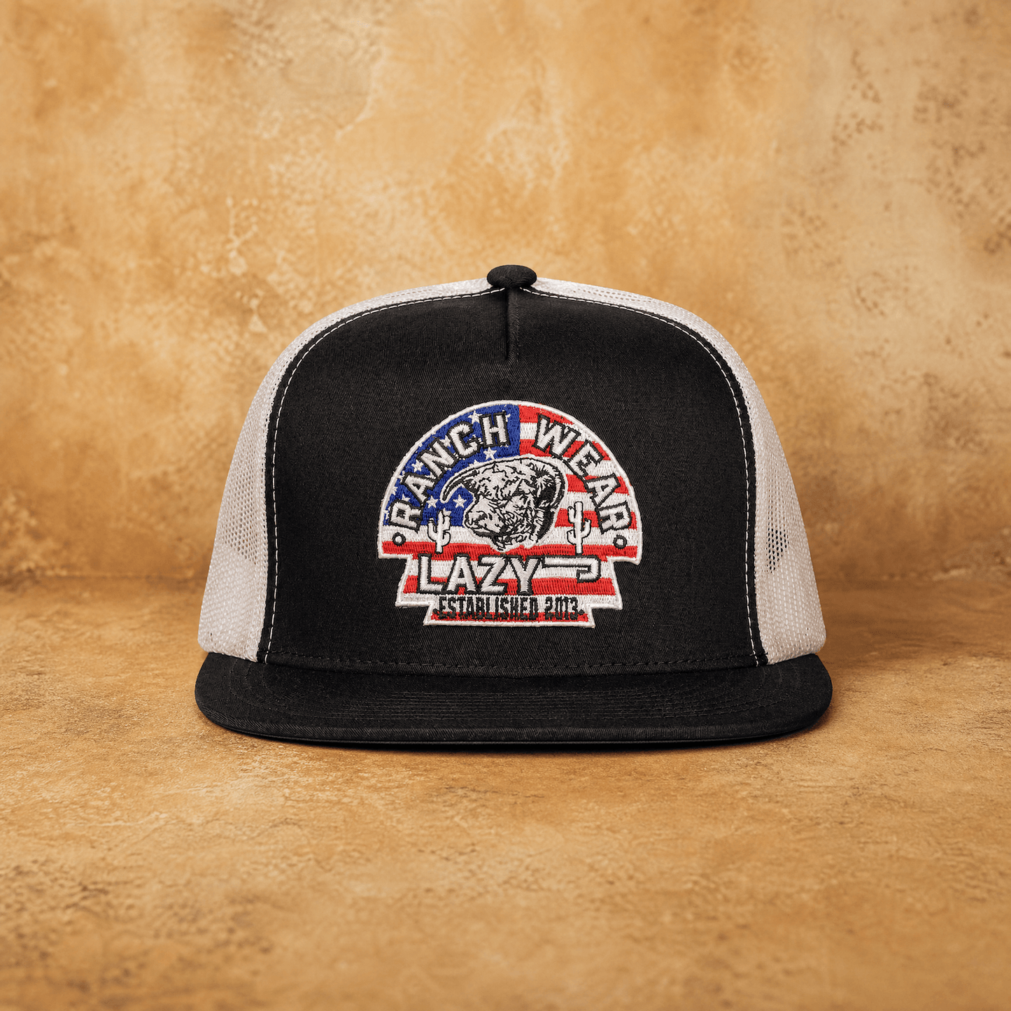 Lazy J Ranch Black & White USA Arrowhead Classic Five Panel Trucker Hat-