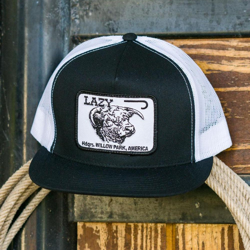 
                  
                    Lazy J Ranch Black & White Willow Cattle Headquarters Classic Five Panel Trucker Hat-Lazy J Ranch Wear
                  
                