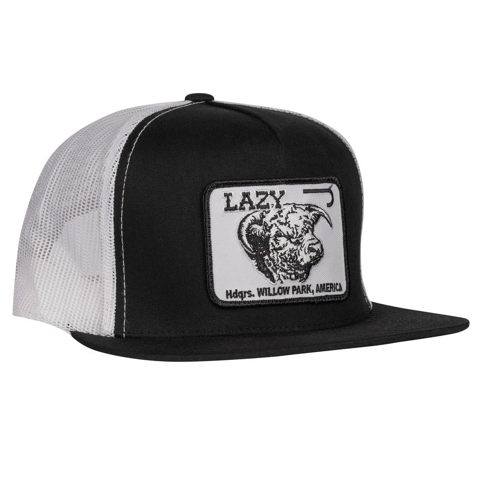 Lazy J Ranch Black & White Willow Cattle Headquarters Classic Five Panel Trucker Hat-Lazy J Ranch Wear