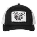 Lazy J Ranch Black & White Willow Cattle Headquarters Mid Profile Trucker Hat-