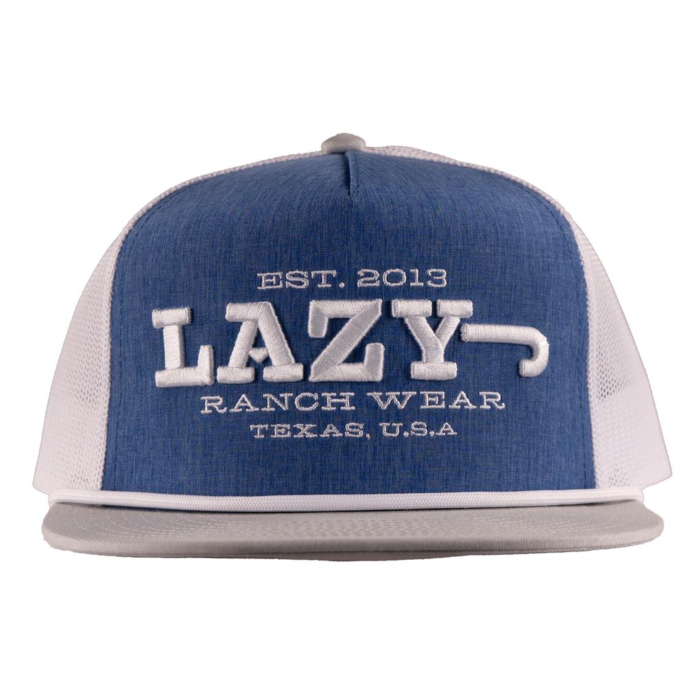 
                  
                    Lazy J Ranch Blue & White Dime Box Classic Rope Trucker Hat-Lazy J Ranch Wear
                  
                
