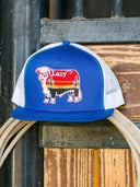 Lazy J Ranch Blue & White Sunrise Bull Classic Five Panel Trucker Hat-