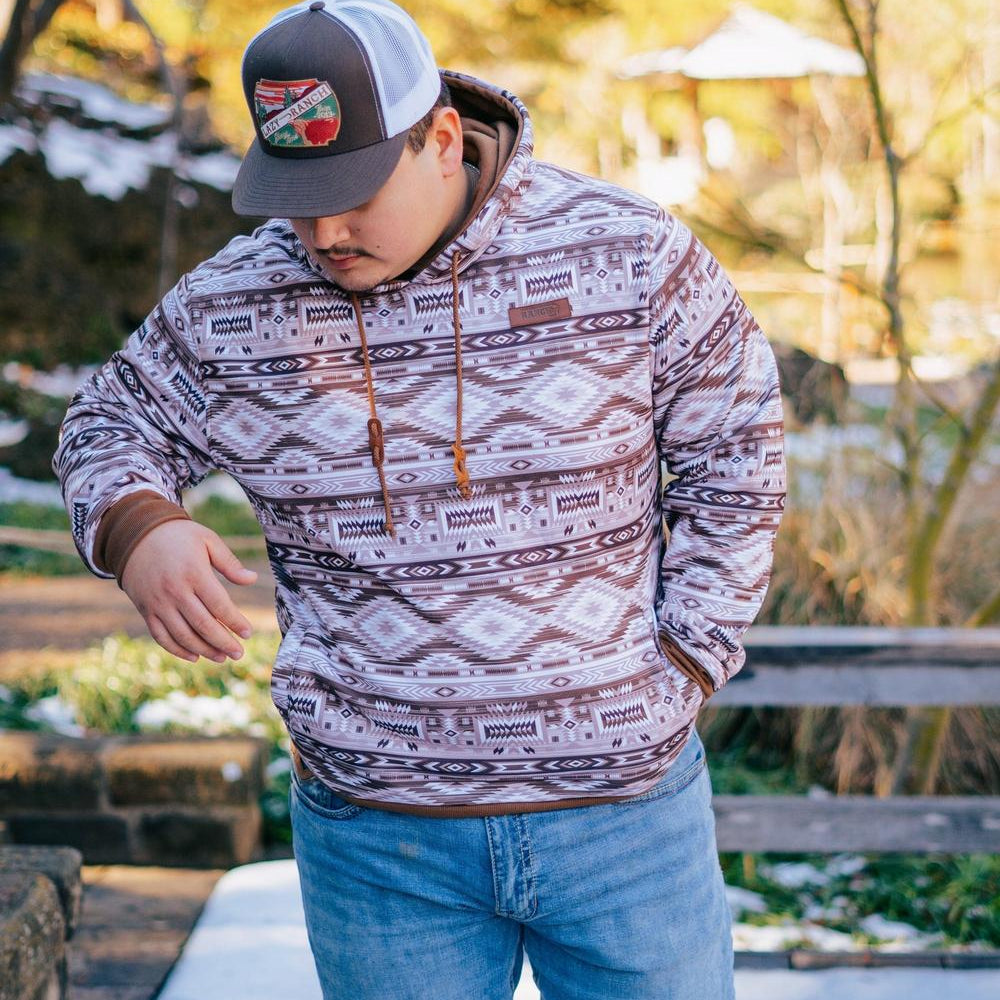 
                  
                    Lazy J Ranch Aztec Print Long Sleeve Hoodie - Brown-Lazy J Ranch Wear
                  
                