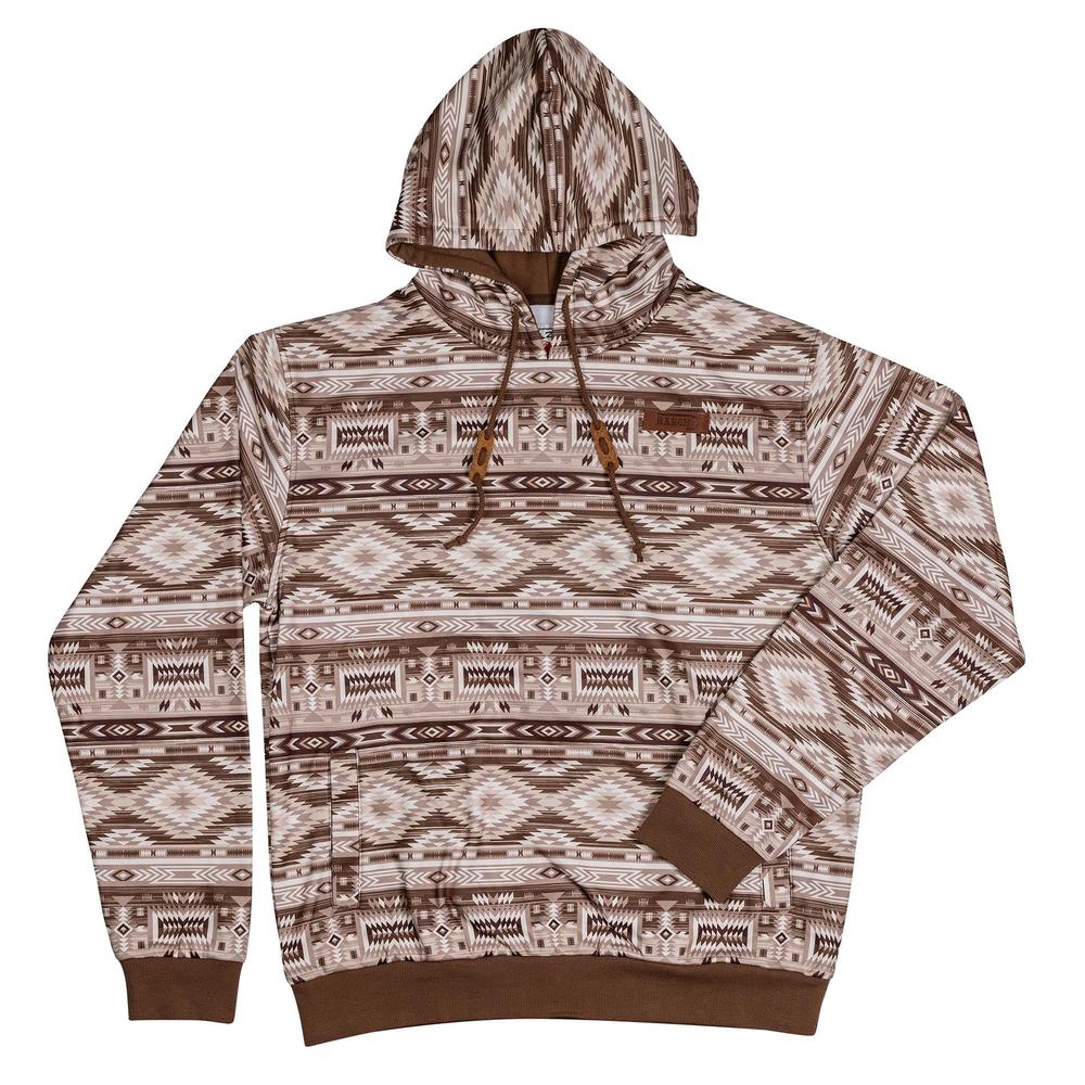 Lazy J Ranch Aztec Print Long Sleeve Hoodie - Brown-Lazy J Ranch Wear