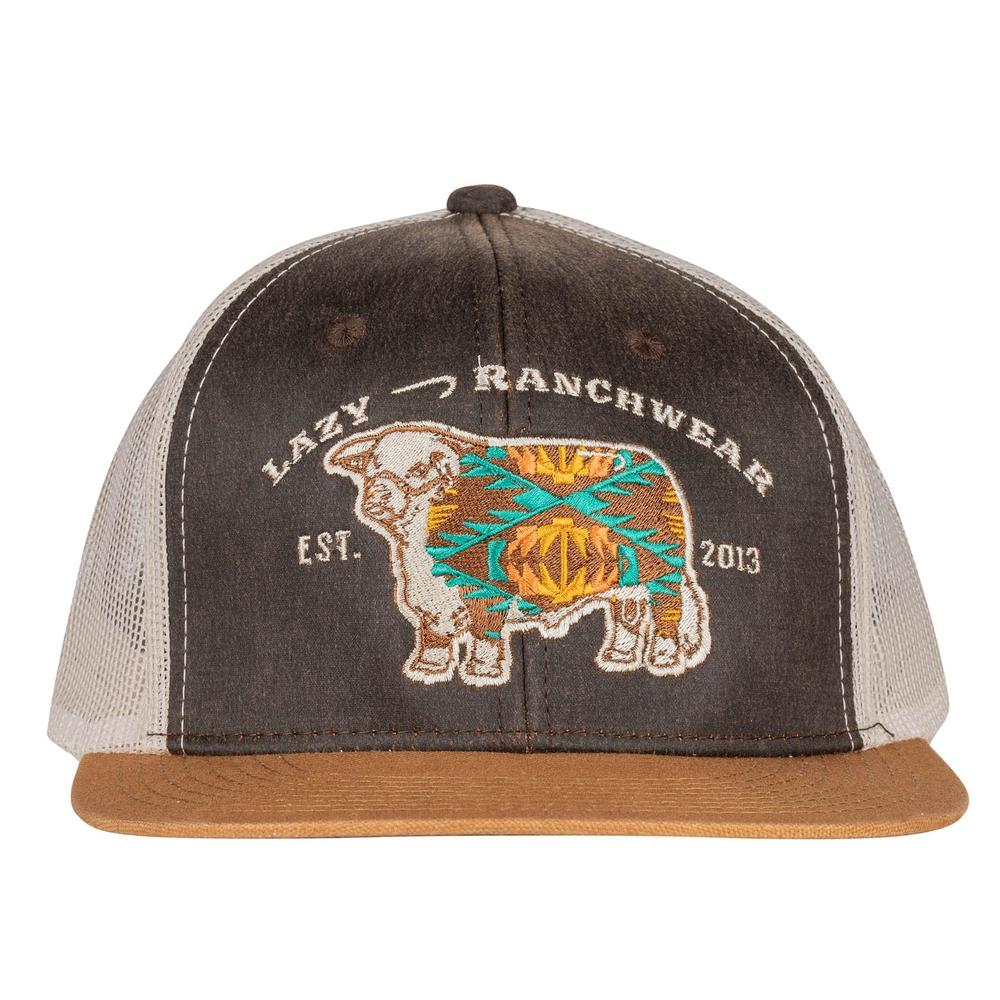 Lazy J Ranch Brown & Tan Apache Hereford Bull Mid Profile Trucker Hat-Lazy J Ranch Wear