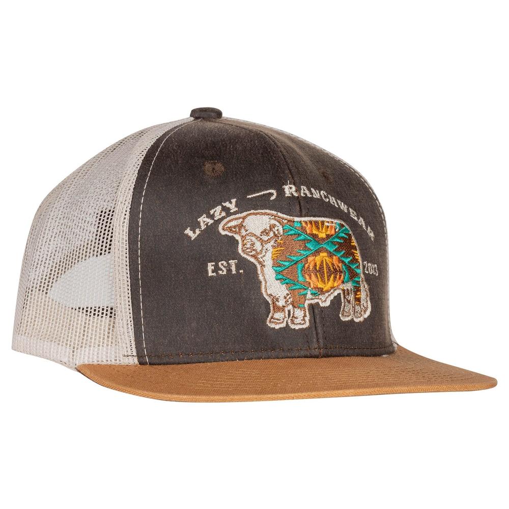 Lazy J Ranch Brown & Tan Apache Hereford Bull Mid Profile Trucker Hat-Lazy J Ranch Wear