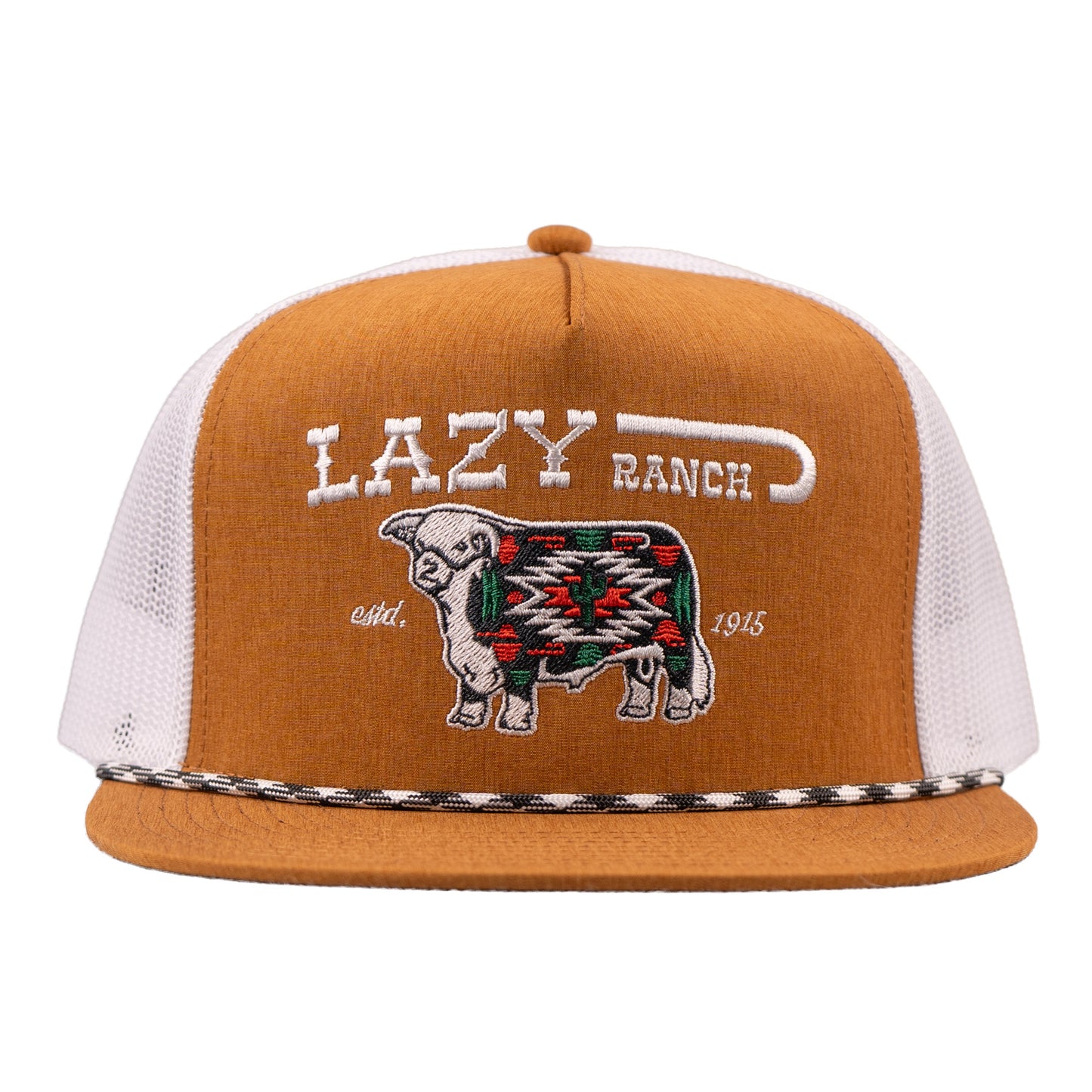 Lazy J Ranch Brown & White Alpine Classic Rope Trucker Hat-Lazy J Ranch Wear