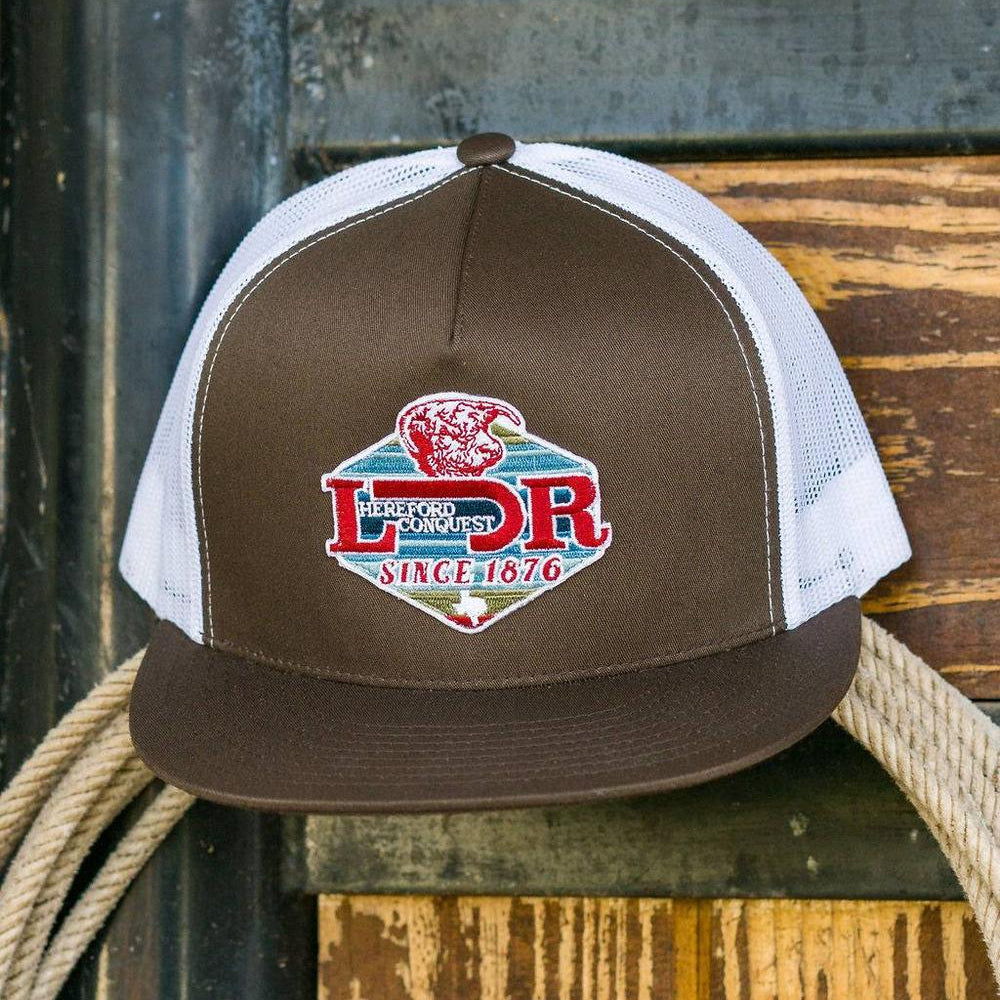 
                  
                    Lazy J Ranch Brown & White Conquest Classic Five Panel Trucker Hat-Lazy J Ranch Wear
                  
                