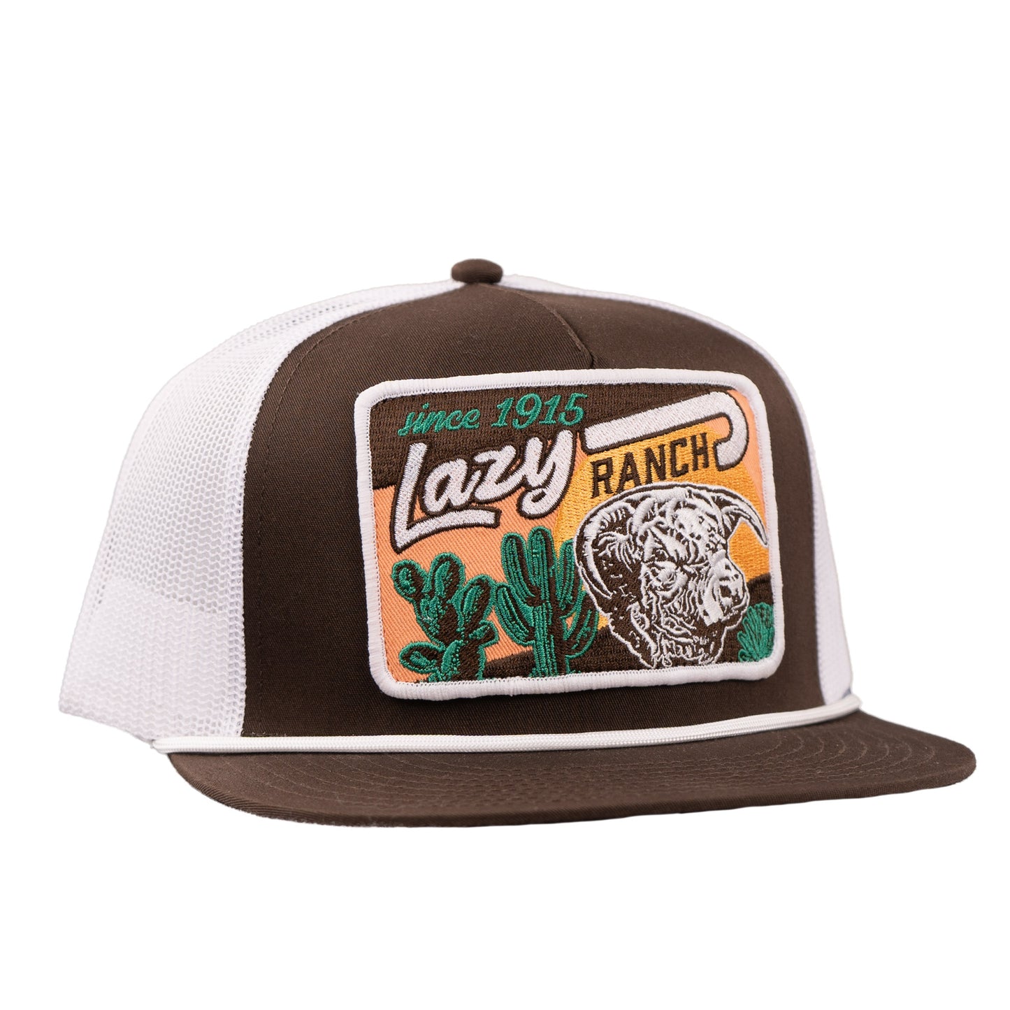 Lazy J Ranch Brown & White Del Rio Classic Rope Trucker Hat-