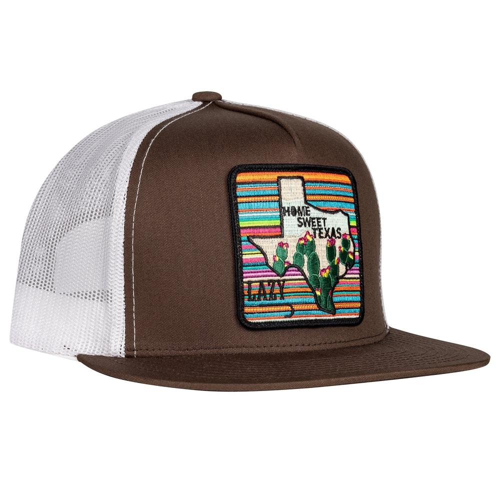 Lazy J Ranch Brown & White Home Sweet Texas Classic Five Panel Trucker Hat-Lazy J Ranch Wear