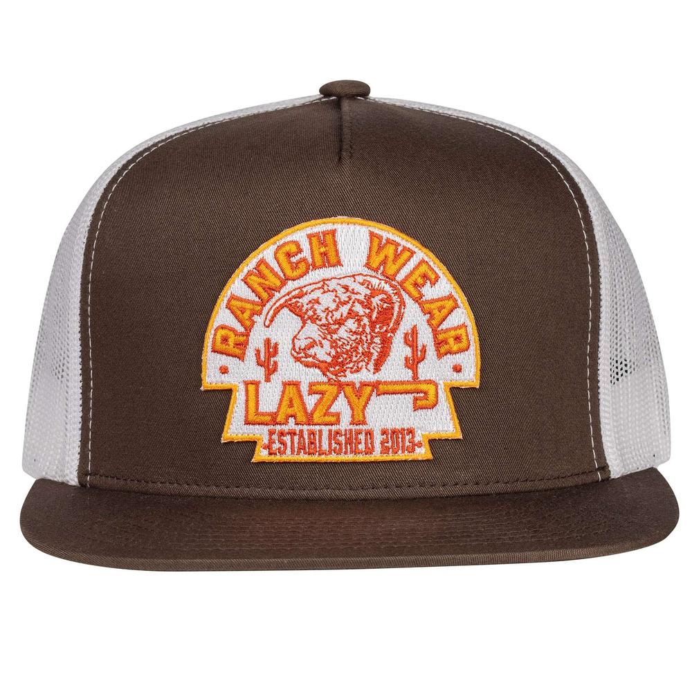 Lazy J Ranch Brown & White Rusty Arrowhead Classic Five Panel Trucker Hat-Lazy J Ranch Wear