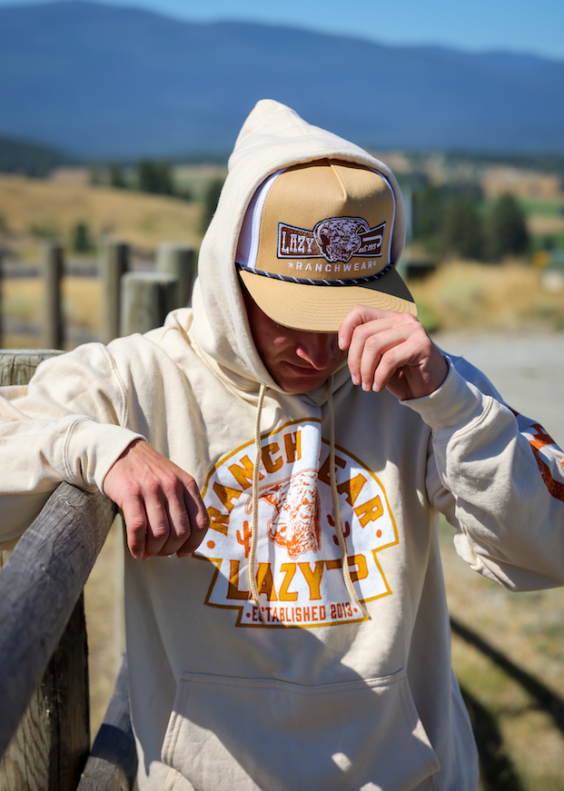 Lazy J Ranch Cactus Hereford Arrowhead Pullover Hoodie - Tan Lazy J Ranch Cactus Hereford Arrowhead Pullover Hoodie - Tan