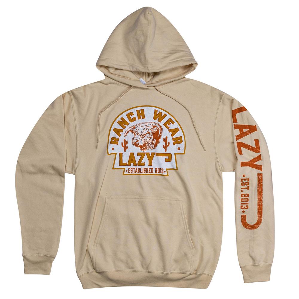 Lazy J Ranch Cactus Hereford Arrowhead Pullover Hoodie - Tan-Lazy J Ranch Wear