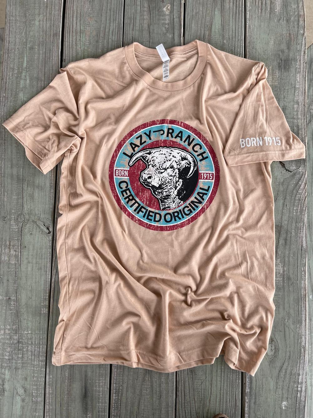 Lazy J Ranch Certified Original Hereford Short Sleeve T-Shirt - Heather Sand-