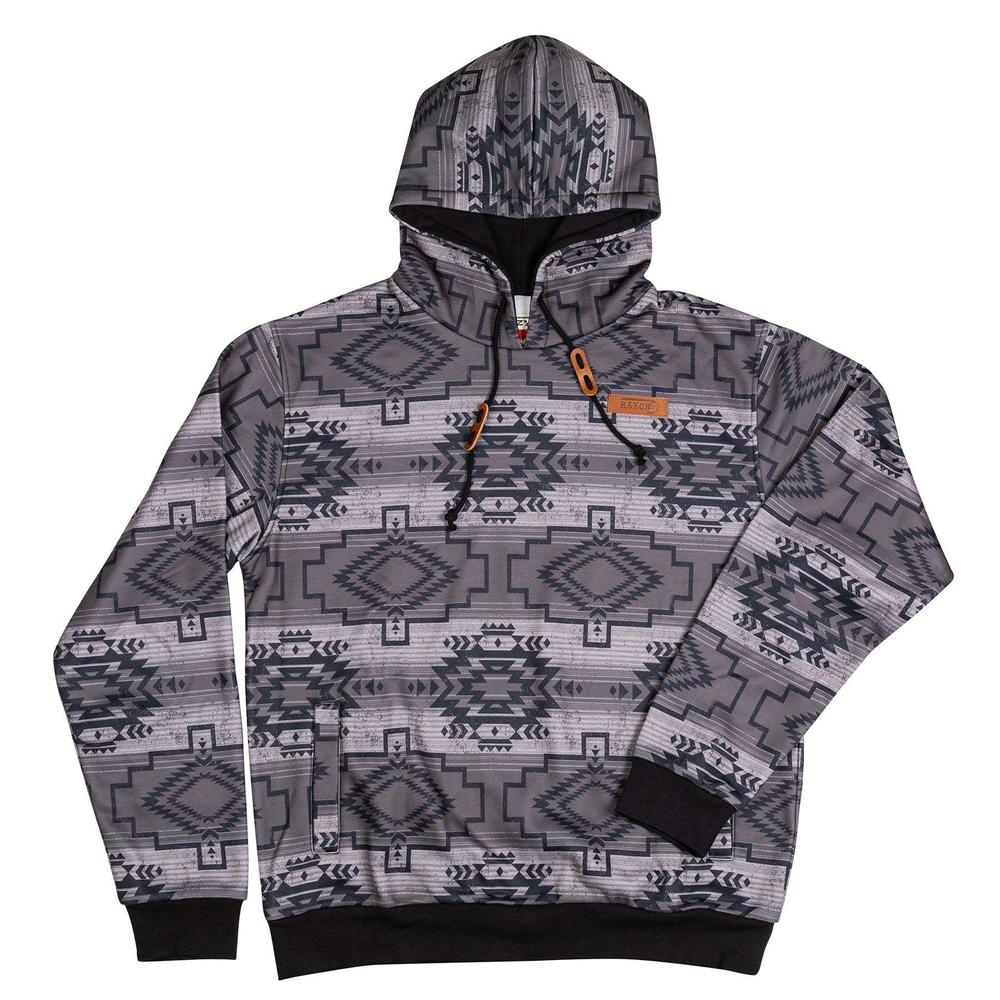 Lazy J Ranch Aztec Long Sleeve Hoodie - Charcoal Grey-Lazy J Ranch Wear
