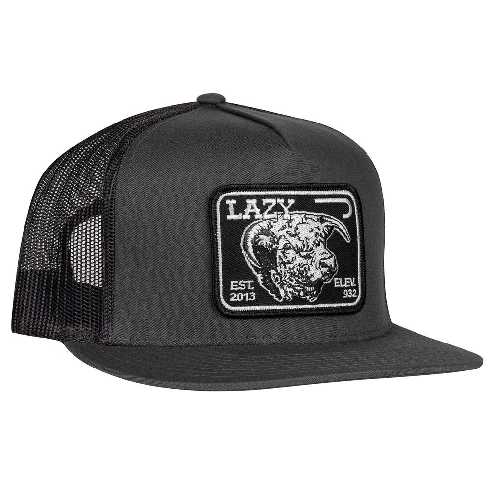 Lazy J Ranch Charcoal Grey Black Elevation Hereford Classic Five Panel Trucker Hat-Lazy J Ranch Wear