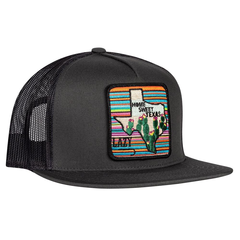 Lazy J Ranch Charcoal Grey & Black Home Sweet Texas Classic Five Panel Trucker Hat-Lazy J Ranch Wear