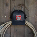 Lazy J Ranch Charcoal Grey Red America's Best Brand Classic Five Panel Trucker Hat-