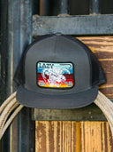Lazy J Ranch Charcoal Grey Serape Elevation Classic Five Panel Trucker Hat-