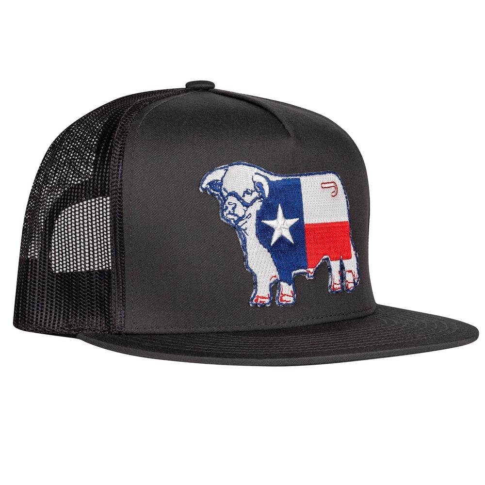 Lazy J Ranch Charcoal Grey Texas Bull Classic Five Panel Trucker Hat-Lazy J Ranch Wear