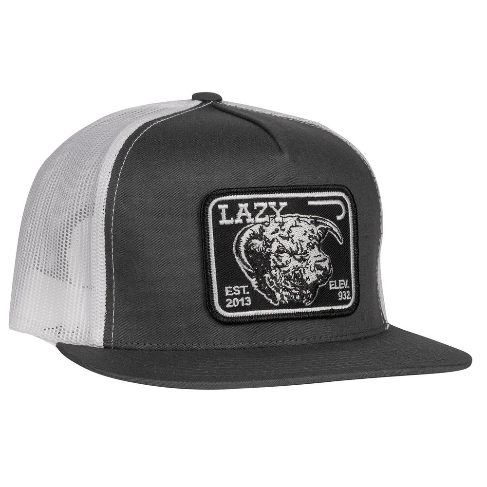 Lazy J Ranch Charcoal Grey & White Black Elevation Classic Five Panel Trucker Hat-Lazy J Ranch Wear