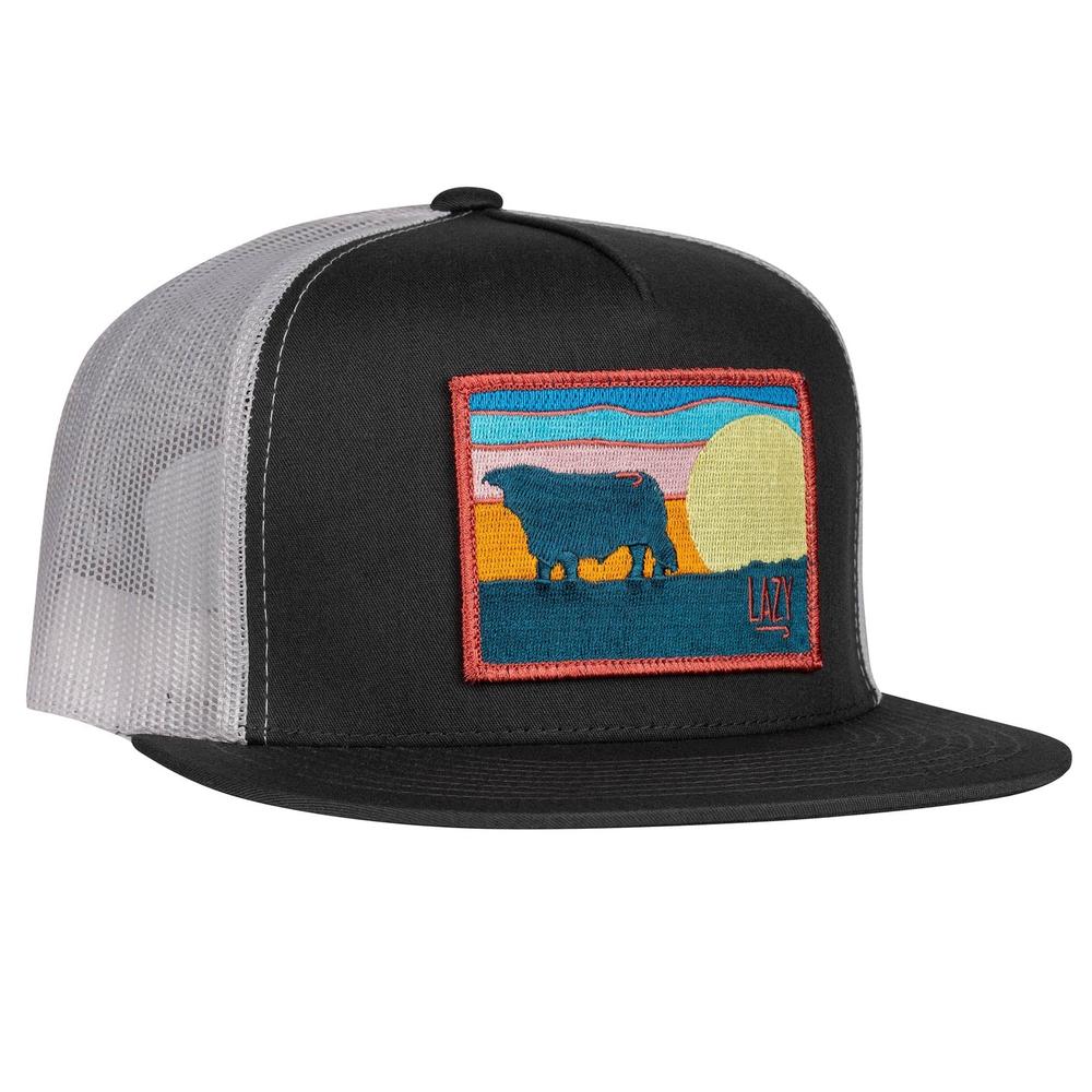 Lazy J Ranch Charcoal Grey & White Hereford Sky Classic Five Panel Trucker Hat-Lazy J Ranch Wear