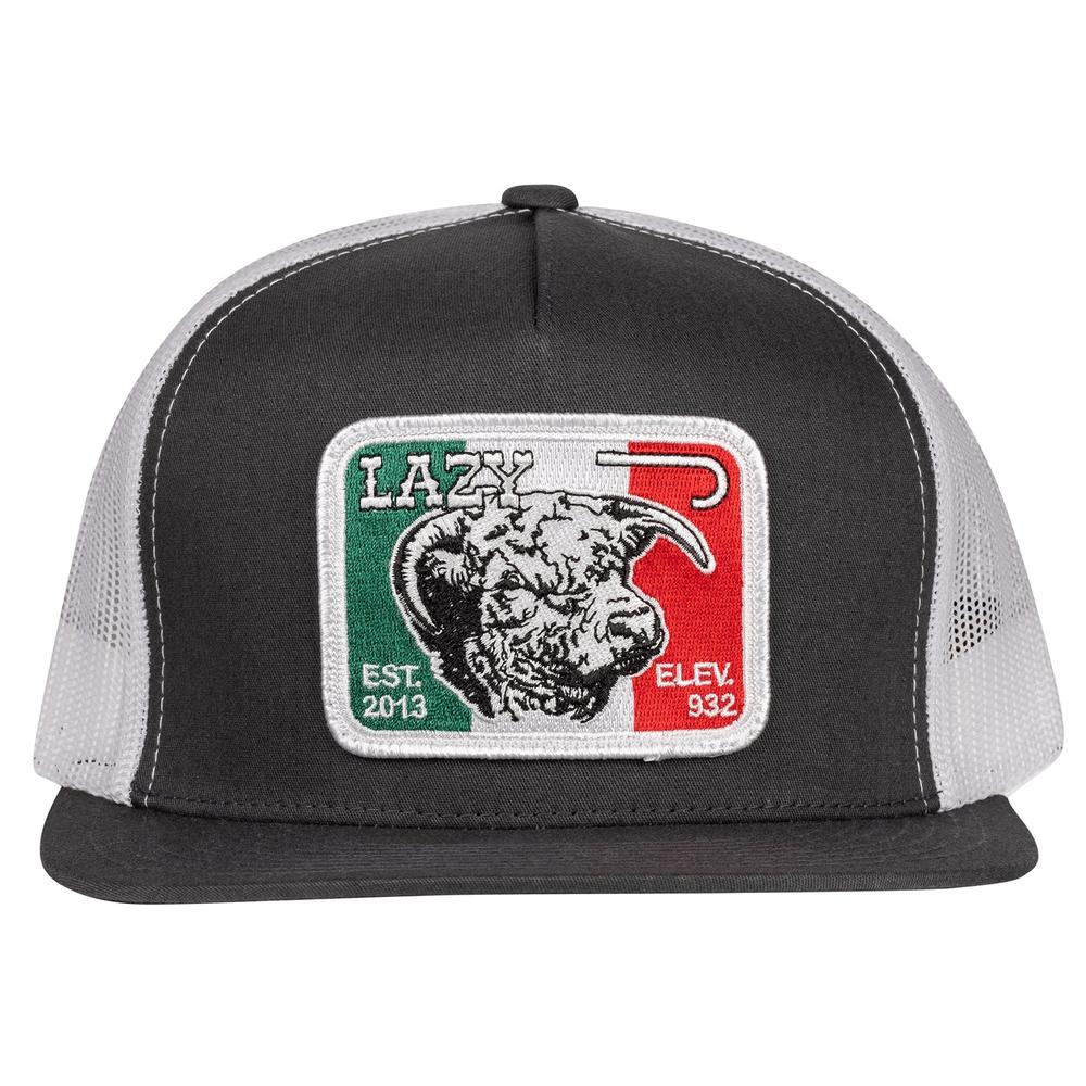 
                  
                    Lazy J Ranch Charcoal Grey & White Mexico Elevation Classic Five Panel Trucker Hat-Lazy J Ranch Wear
                  
                