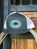 Lazy J Ranch Charcoal Grey & White Original Buckle Classic Five Panel Trucker Hat-