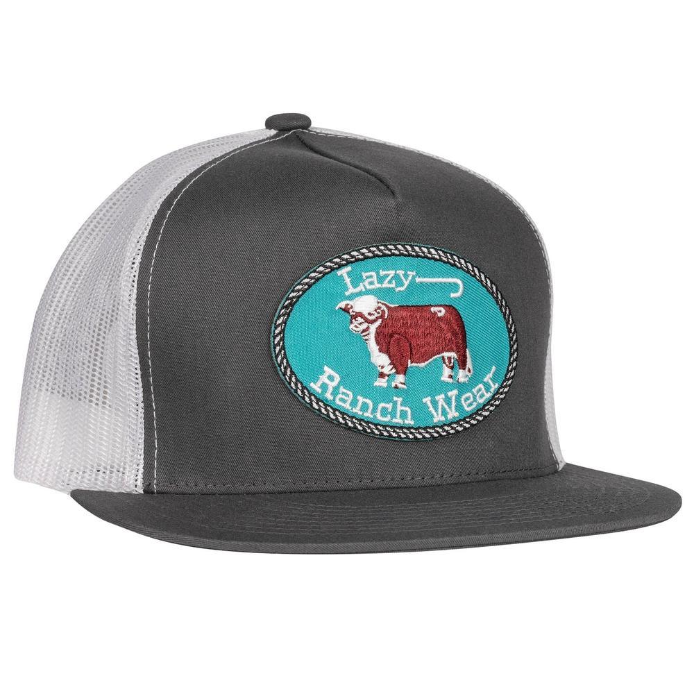 Gray Ranch Riding Hat Lazy J Ranch Charcoal Grey & White Original Buckle Classic Five Panel ...