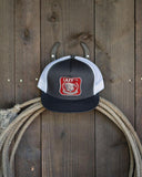Lazy J Ranch Charcoal Grey & White Red America's Best Brand Classic Five Panel Trucker Hat-