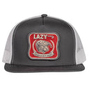 Lazy J Ranch Charcoal Grey & White Red America's Best Brand Classic Five Panel Trucker Hat-