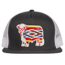 Lazy J Ranch Charcoal Grey & White Serape Bull Classic Five Panel Trucker Hat-