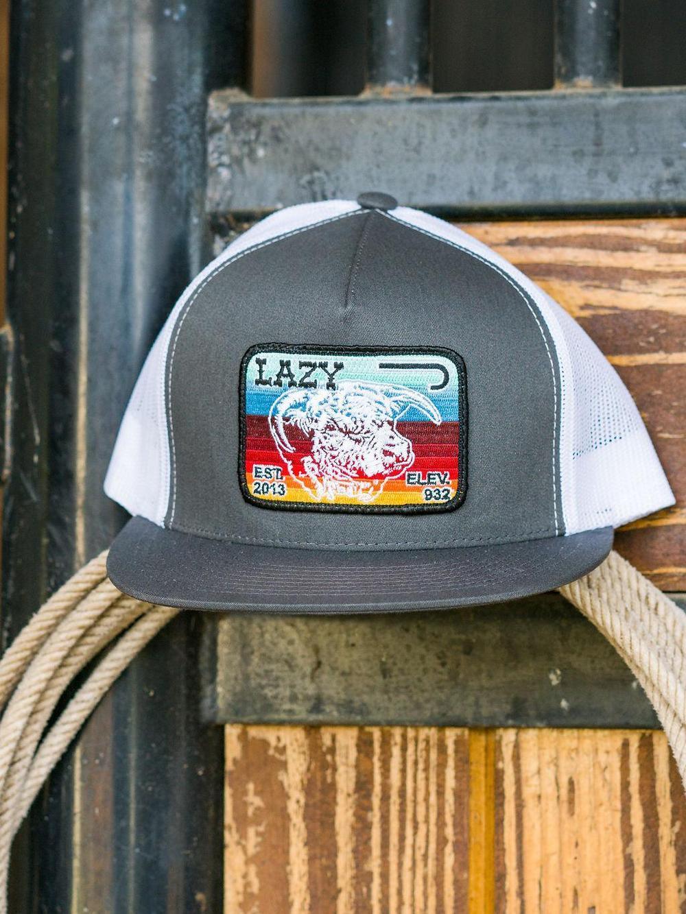 Lazy J Ranch Charcoal Grey & White Serape Elevation Classic Five Panel Trucker Hat-