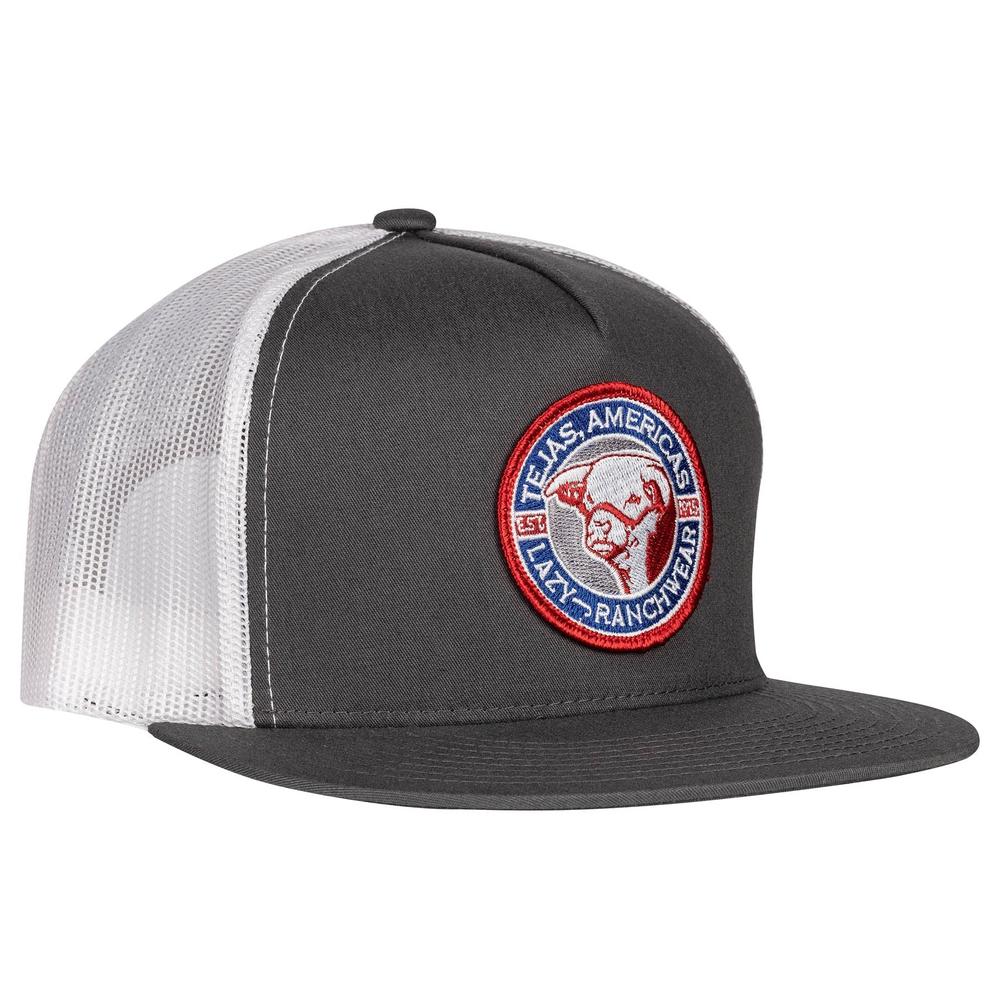 Lazy J Ranch Charcoal Grey & White Tejas Classic Five Panel Trucker Hat-Lazy J Ranch Wear