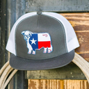 Lazy J Ranch Charcoal Grey & White Texas Flag Bull Classic Five Panel Trucker Hat-