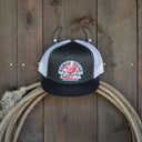 Lazy J Ranch Charcoal Grey & White Turquoise Arrowhead Classic Five Panel Trucker Hat-