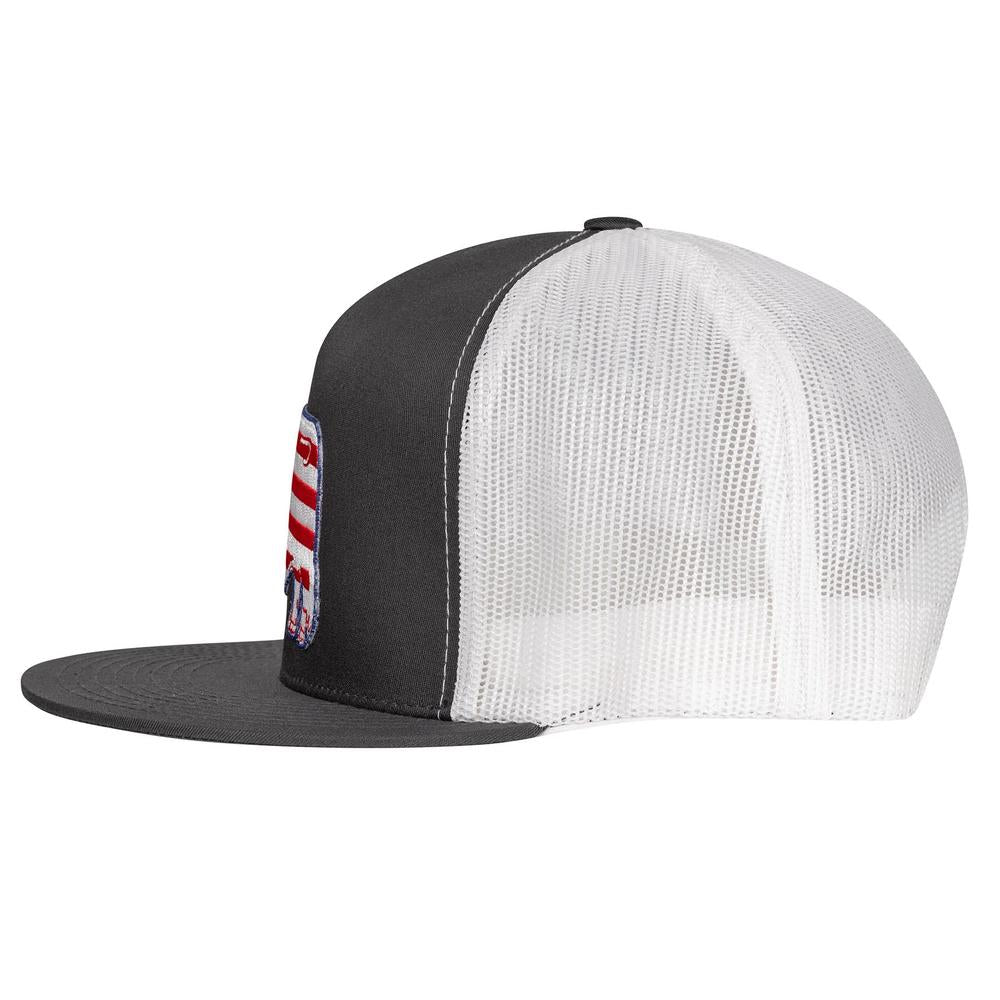 
                  
                    Lazy J Ranch Dark Grey & White USA American Flag Bull Classic Five Panel Trucker Hat-GRYWHT4FLAG
                  
                
