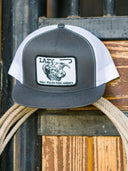 Lazy J Ranch Charcoal Grey & White Willow Cattle Headquarters Classic Five Panel Trucker Hat-