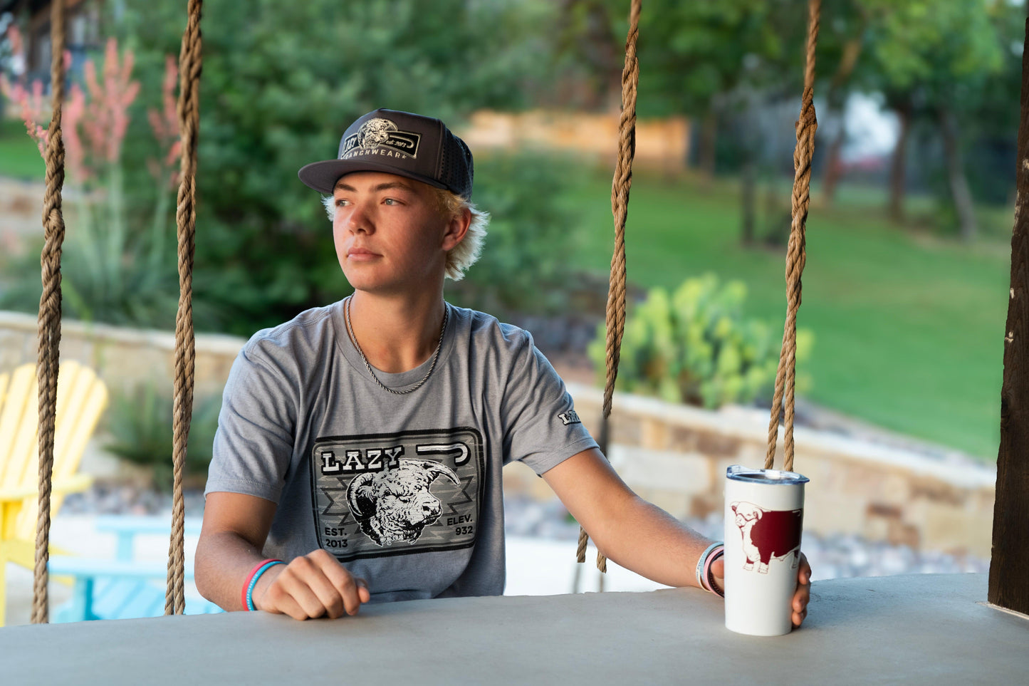 Lazy J Ranch Cowpoke Short Sleeve T-Shirt - Grey-