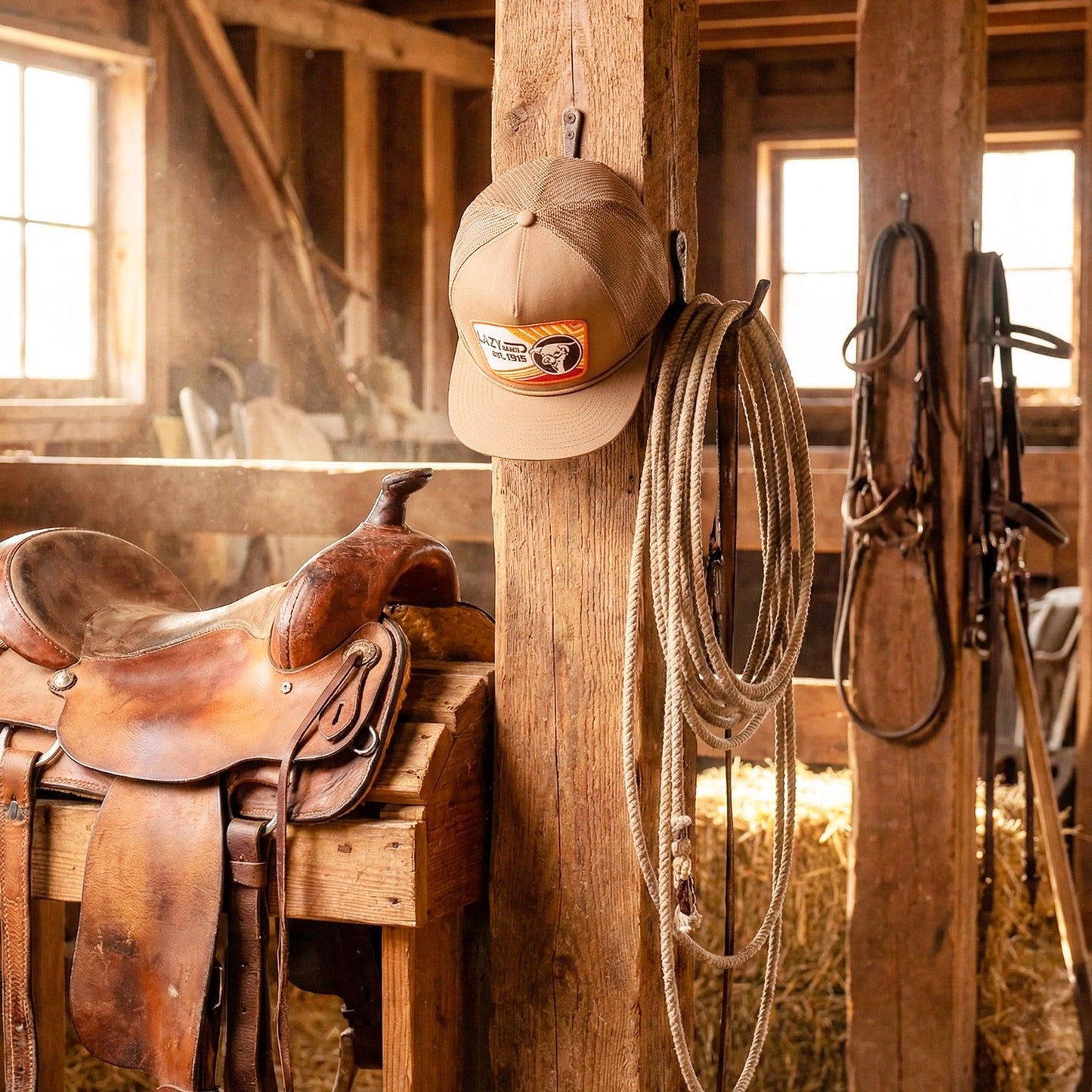 Lazy J Ranch Coyote Brown Daybreak Classic Rope Trucker Hat-Lazy J Ranch Wear