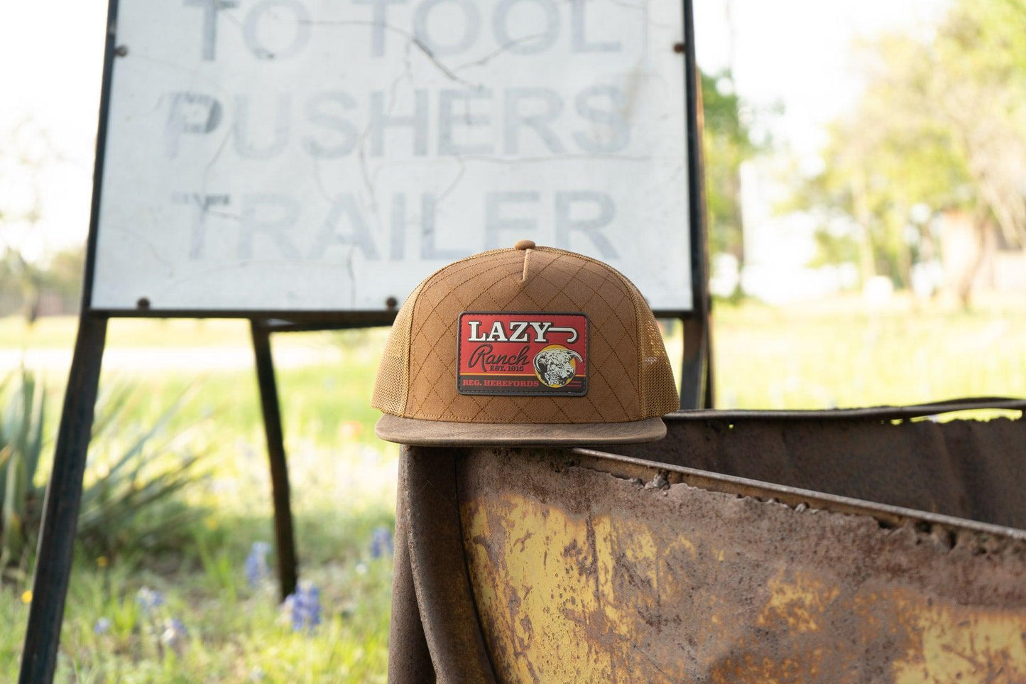 Lazy J Ranch Coyote Brown Quilted Hard Day Classic Five Panel Trucker Hat-